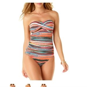 Anne Cole Twist Front Shirred One Piece